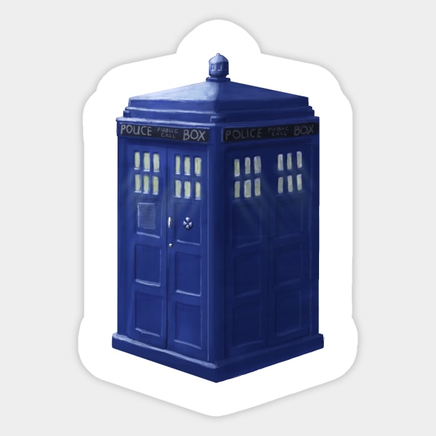 Tardis with Light Rays. Sticker by ThinkingSimple